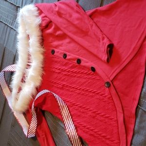 Santa Sweater Tee Combo Faux Fur Collar